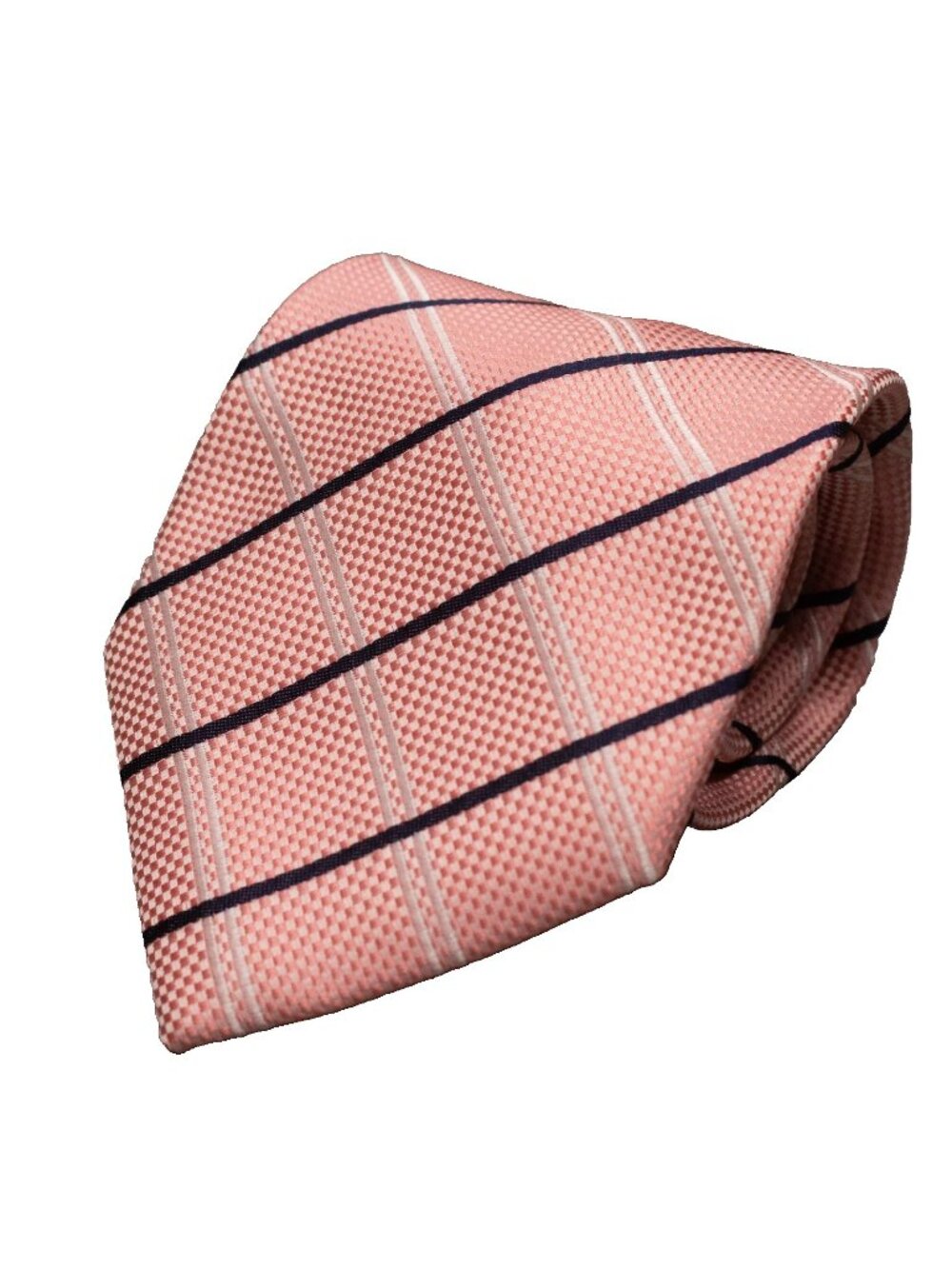 100% Pure Silk Tie Made in Italy Pink Woven Striped 4"